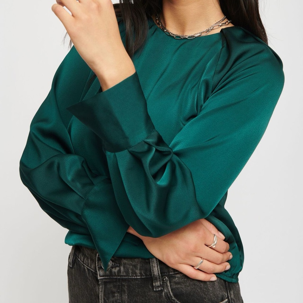 Dynamite Romy Open-Back Satin Blouse - Picture 2 of 10